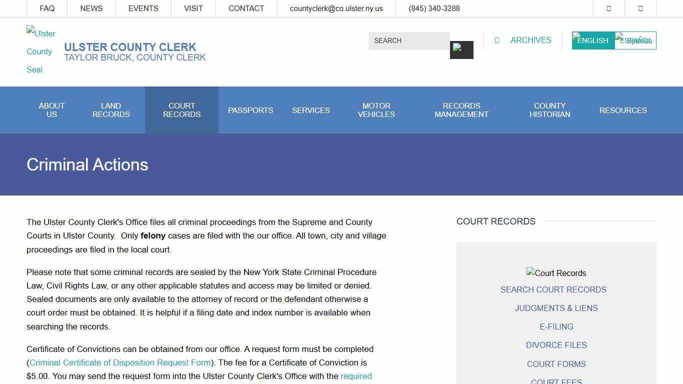 Criminal Actions Ulster County Clerk